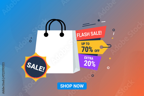 Bold and bright sale banner with eye catching colors