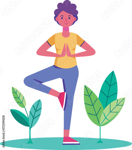 Yoga woman vector illustration on transparent background