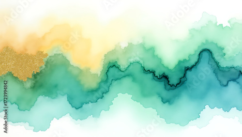 Yellow Green Watercolor Abstract Gradient Texture Background

