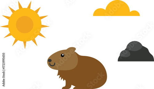 Groundhog day vector illustration celebrating sun and shadows for weather prediction vector