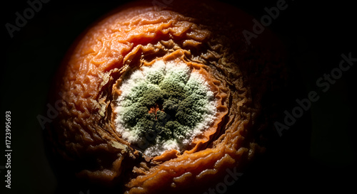 Close Up Of Decaying Fruit Surface Displaying Mold, A Visual Microscopic Study