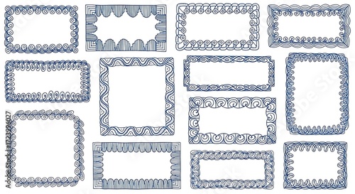 Artistic border frames collection with vintage and decorative style pattern