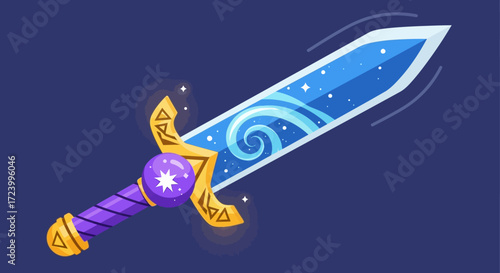 Magical Fantasy Sword with Glowing Blade and Ornate Hilt.
