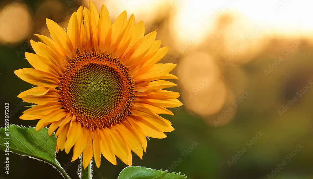 Naklejka premium Isolated Blooming Sunflower With A Blurred Natural Background