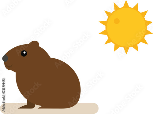 Groundhog day sun illustration vector graphic for weather forecast and celebrations vector
