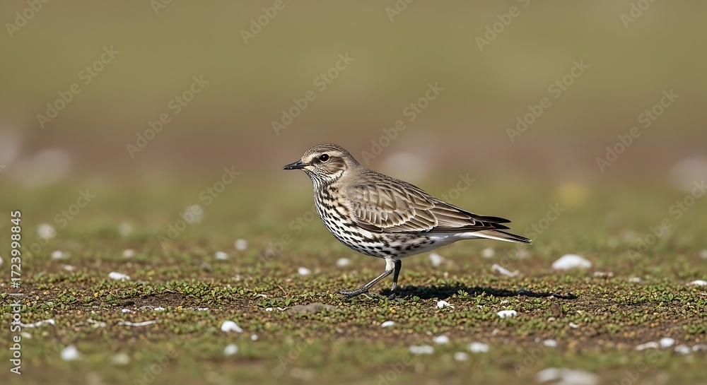 Fototapeta premium Captivating image of a song thrush bird standing gracefully on grass