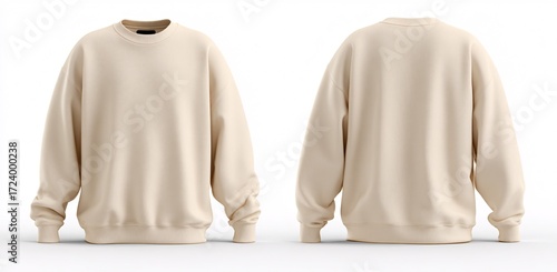 Beige Crewneck Sweatshirt Front and Back View