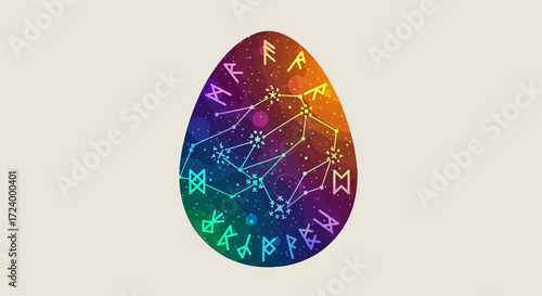 Mystical Egg with Runes and Constellations - A Symbol of Ancient Wisdom.