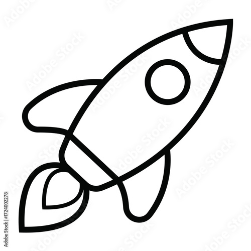 Rocket icon set with black color | Editable modern icon of start-up, traveling, vehicle, transport, business for web, mobile app, development