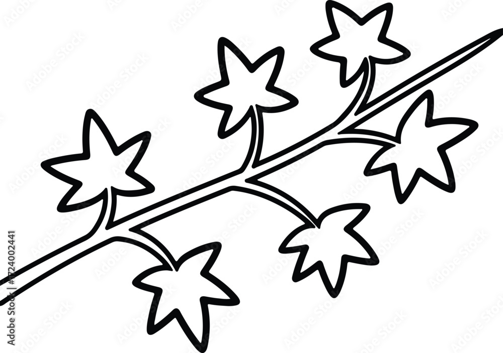 Obraz premium Vector maple leaf branch abstract outline simple silhouette design