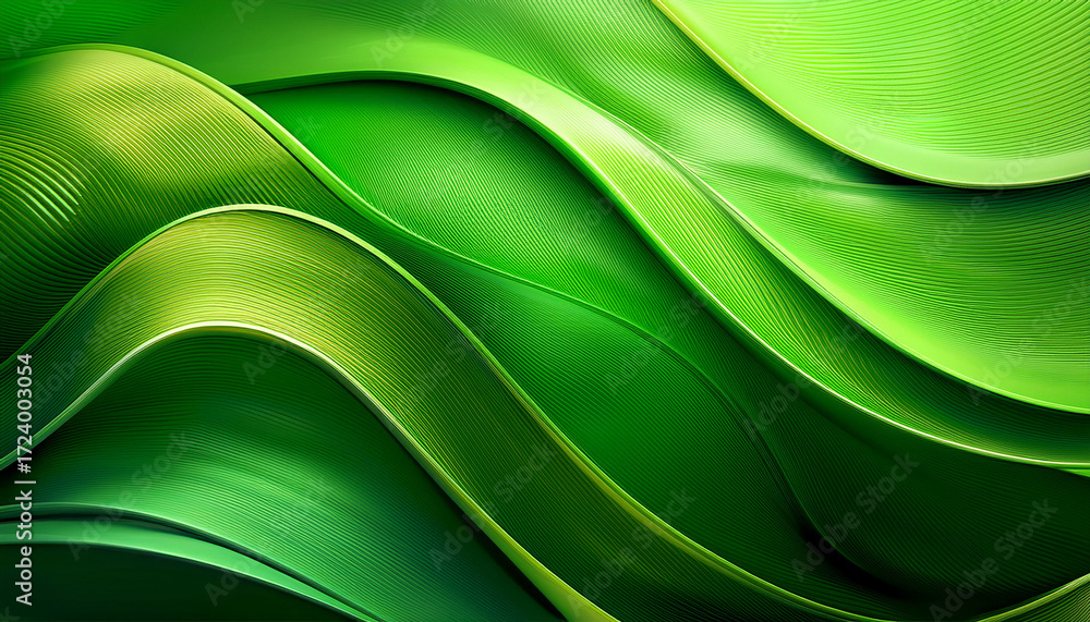 Fototapeta premium Green Wave Abstract Background Design Element Curves Banner