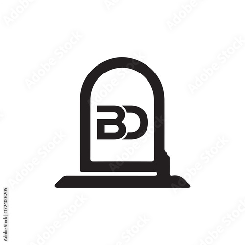 Bd monogram inside solid arched plaque silhouette, bold minimal