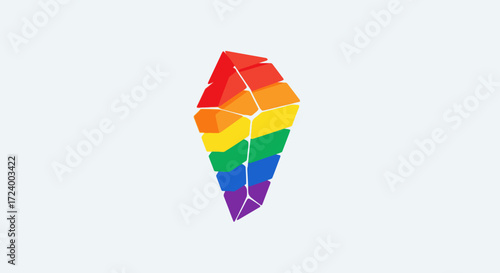 Rainbow prism geometric crystal shape design.