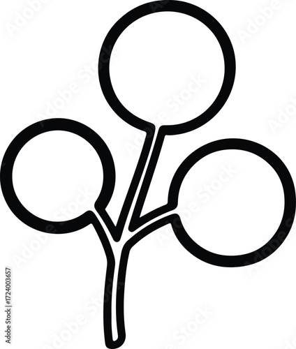 Vector Rounded tree branches abstract botanical drawing black and white silhouette design