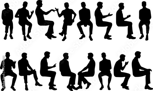 Man Sitting Silhouette Poses Collection Bundle