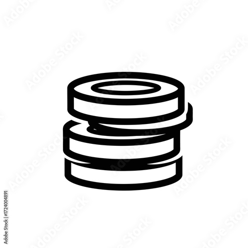 Stack of three flat circular objects, possibly coins or database disks.