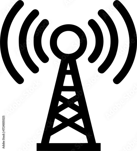 Wireless antenna tower icon sign, symbol, vector, art