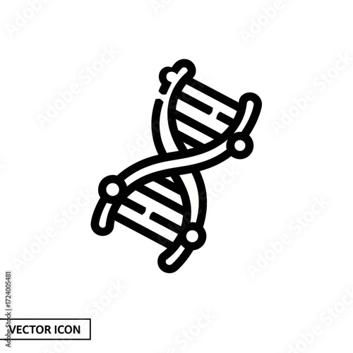 DNA double helix structure icon, genetic code symbol.