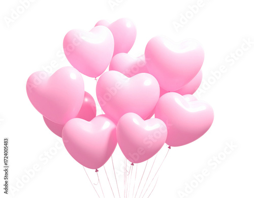 Valentine’s Day Heart Balloons Isolated on White
