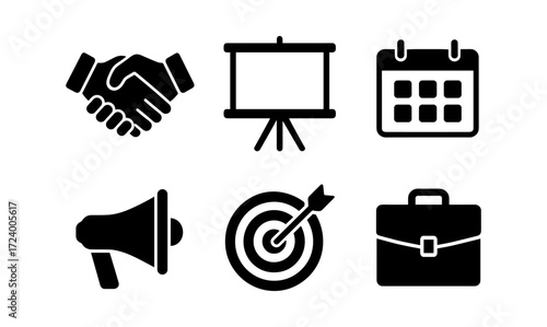 Essential business icons set for presentations and marketing design projects