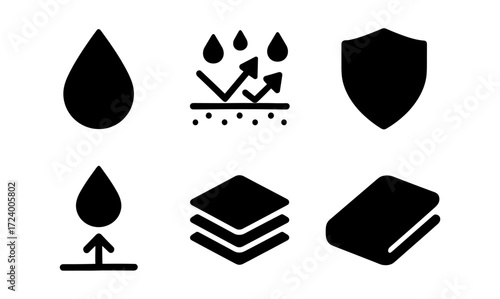 Moisture resistant icons set for protective design and branding