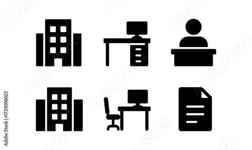 Minimalist office icon collection for workspace design