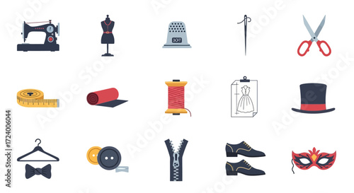 Sewing tools and fashion accessories collection.