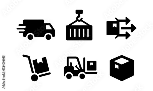 Comprehensive logistics icons set for transportation and delivery design