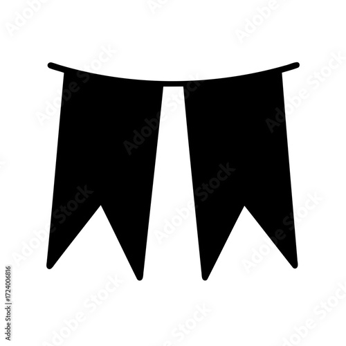 Black and white banner silhouette with two flags attached to string