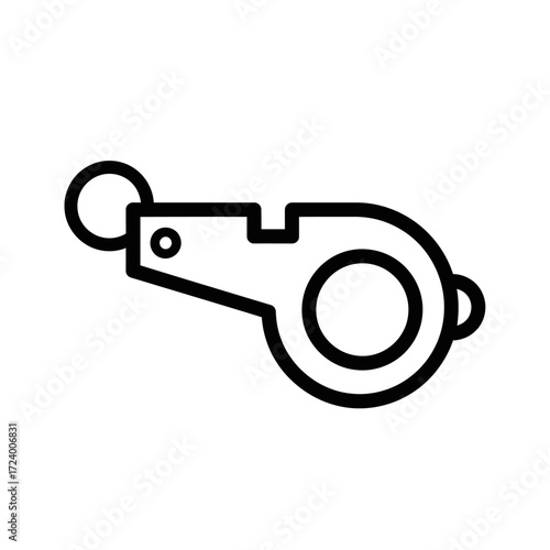 Line art illustration of a whistle with a ring.