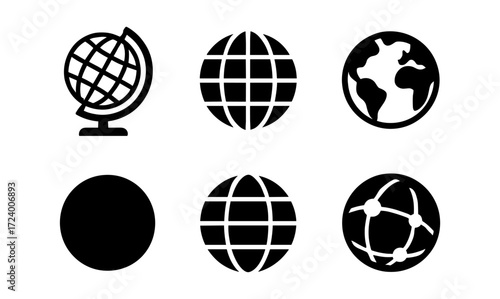 Set of simple globe icons for visual design and educational materials
