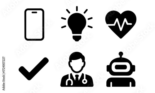 Innovative health and technology icons set for medical design and digital interfaces
