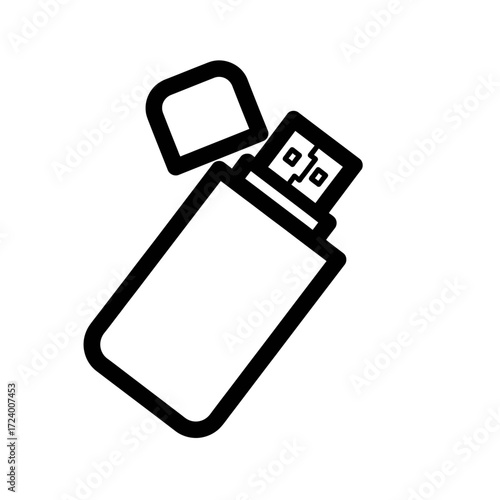 A USB flash drive with a retractable cap, shown in a line drawing style.
