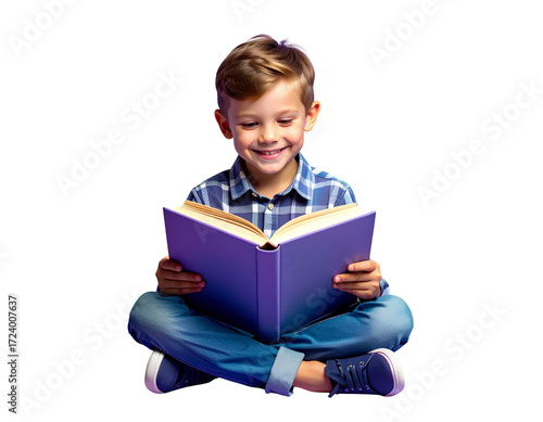 little girl reading a book