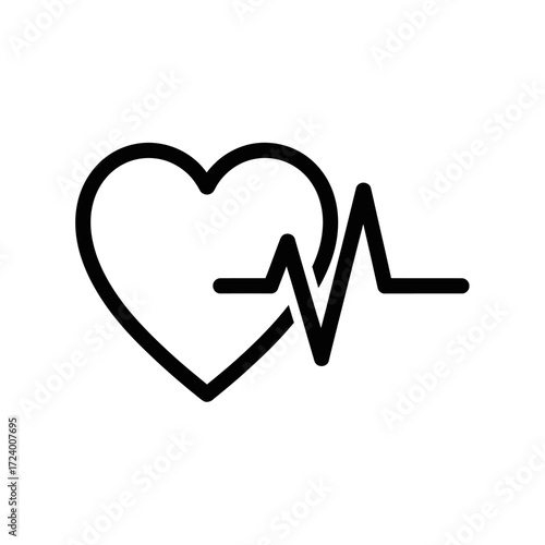 Heart health icon, heartbeat line art graphic.