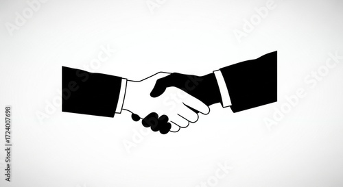 Minimalist Handdrawn Monochrome Handshake Agreement Business Deal Partnership Graphic