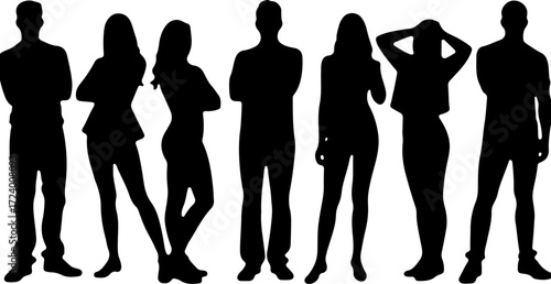 Family with Children Silhouette Collection Vector Bundle