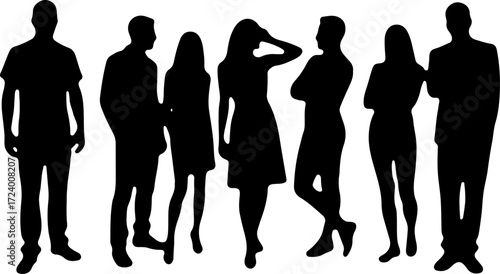Family with Children Silhouette Collection Vector Bundle