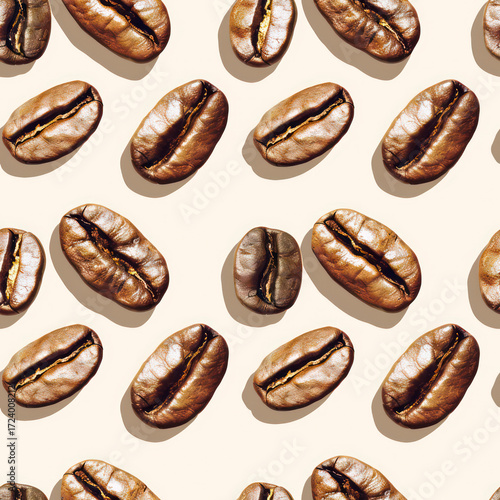 Seamless Coffee Pattern. Modern Coffee Beans and Cup Seamless Design. Minimalist Coffee Pattern for Packaging and Branding