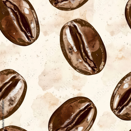 Seamless Coffee Pattern. Modern Coffee Beans and Cup Seamless Design. Minimalist Coffee Pattern for Packaging and Branding