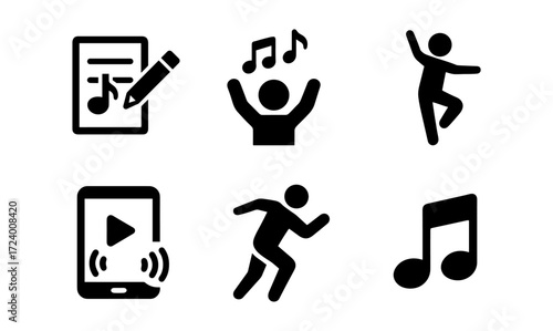 Dynamic set of simple music and dance icons for creative projects
