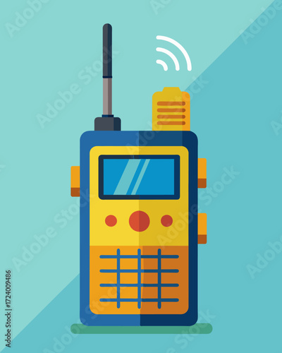 A solarpowered walkietalkie set perfect for outdoor adventures and emergency situations.. Vector illustration