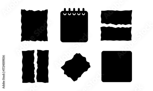 Minimalist object set featuring notepad and paper icons for design and layout enhancements