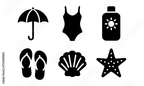 Summer essentials collection: beach and vacation must-haves for design and print projects
