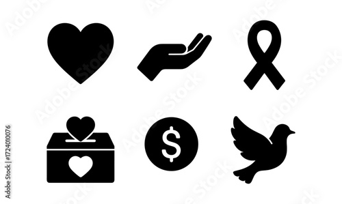 Simple charity symbols for donation and support designs