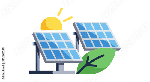 Two Solar Panels Generating Clean Energy.