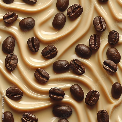 Seamless Coffee Pattern. Modern Coffee Beans and Cup Seamless Design. Minimalist Coffee Pattern for Packaging and Branding