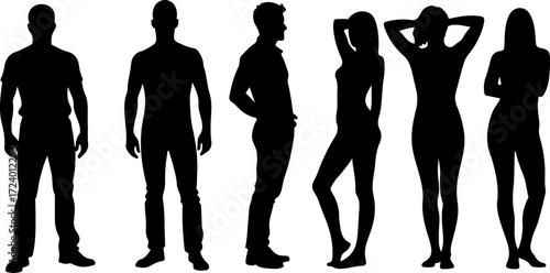Family with Children Silhouette Collection Vector Bundle