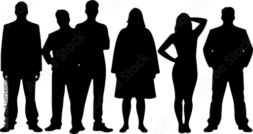 Family with Children Silhouette Collection Vector Bundle