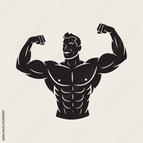 silhouette of a body builder